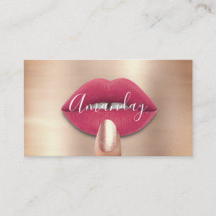 Tarjeta De Visita Clavos de maquillaje Rosa Lips de besos rosados lo