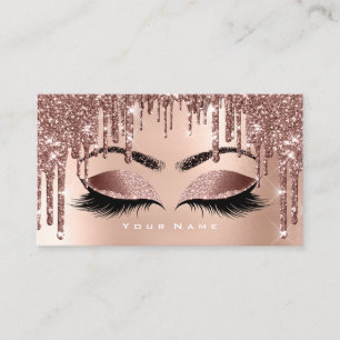 Tarjeta De Visita Clavos de Purpurina de maquillado Rosa ojos flacos