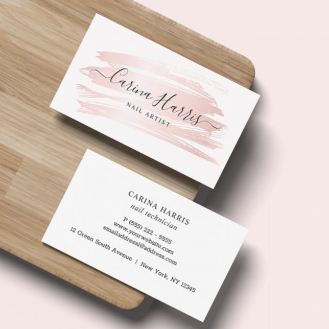 Tarjeta De Visita Clavos de Relieve metalizado dorado Rosa simple y  (Subido por el creador)