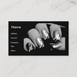 Tarjeta De Visita Clavos del manicuro en negro y blanco