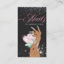 Tarjeta De Visita Clavos del Purpurina de cristal holográfico bonito