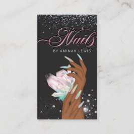 Tarjeta De Visita Clavos del Purpurina de cristal holográfico bonito