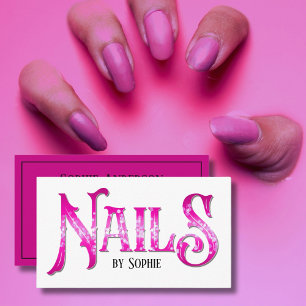 Tarjeta De Visita Clavos por tipografía de rosa caliente