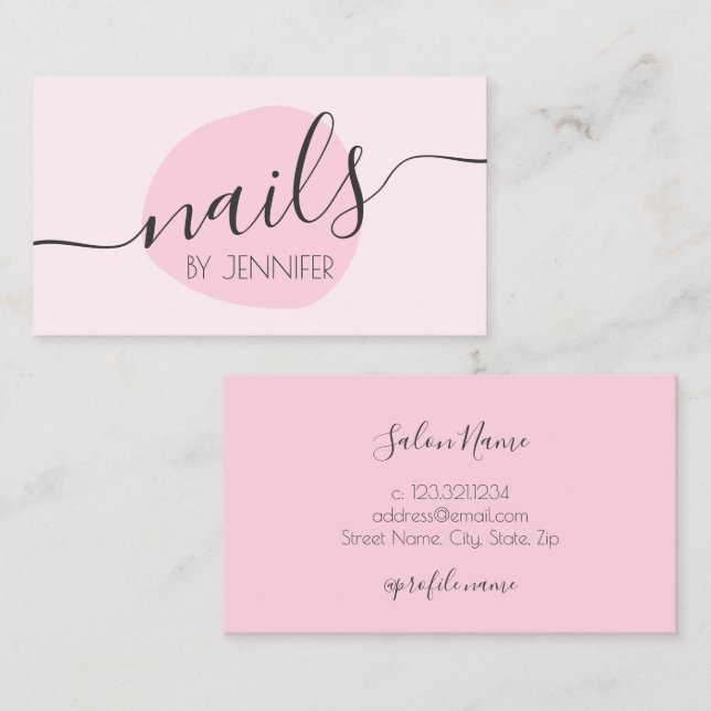 Tarjeta De Visita Clavos rosados mínimos modernos (Anverso / Reverso)