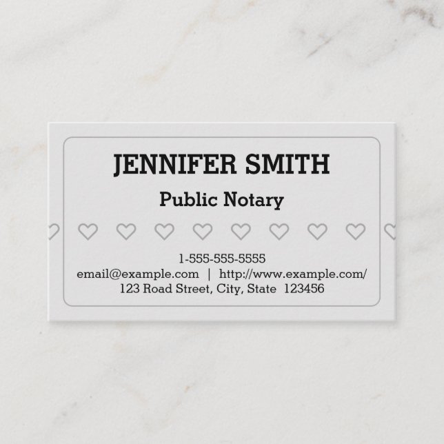 Tarjeta De Visita Clean and Basic Public Notary Business Card (Anverso)
