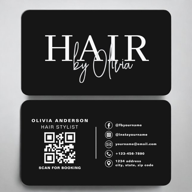 Tarjeta De Visita Clean Contemporary Hairdresser QR Code (Subido por el creador)