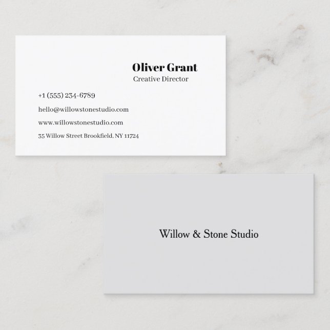 Tarjeta De Visita Clean Minimalist Business Card (Anverso / Reverso)