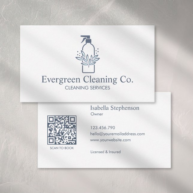 Tarjeta De Visita Cleaner House Cleaning Service Modern QR Code (Subido por el creador)