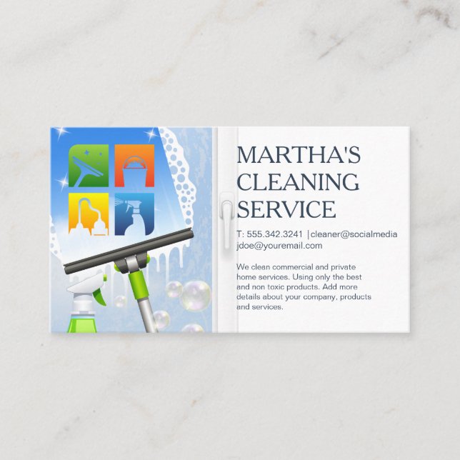 Tarjeta De Visita Cleaner Icons | Squeegee | Maids (Anverso)