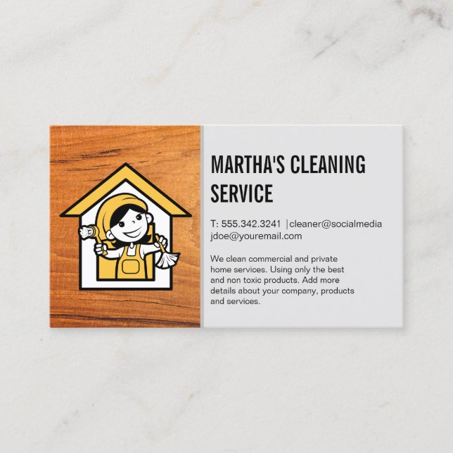 Tarjeta De Visita Cleaner Lady | Servicios de mantenimiento de la ca (Anverso)