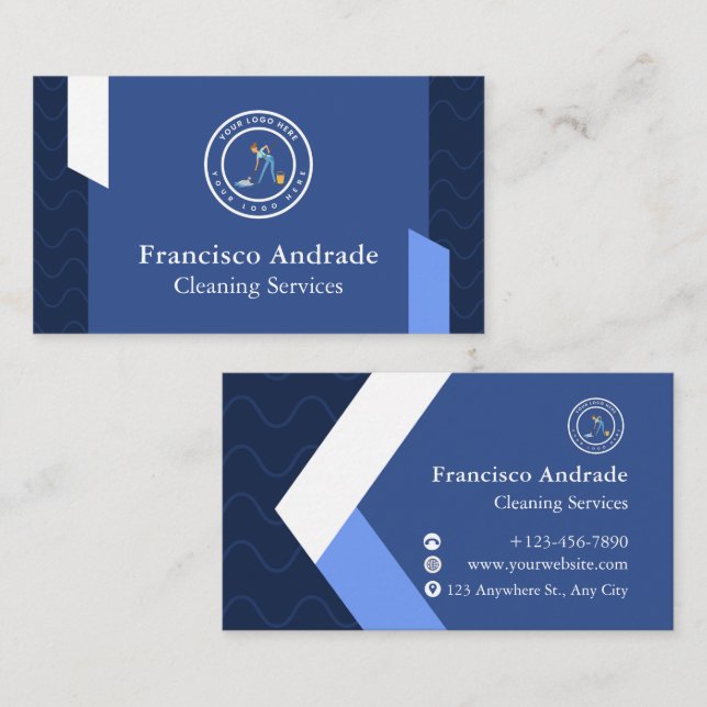 Tarjeta De Visita Cleaning Company | Custom Logo Cleaning Service (Anverso / Reverso)