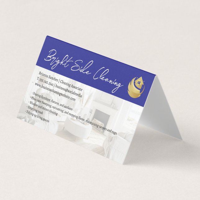 Tarjeta De Visita Cleaning Duster Home Logo | Tidy Living Room (Anverso)