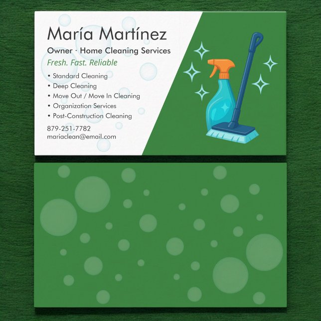 Tarjeta De Visita Cleaning Service Green Professional (Subido por el creador)