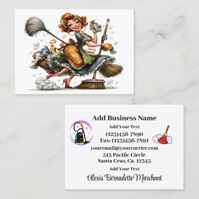Tarjeta De Visita Cleaning Service Housekeeping  Business Card (Anverso / Reverso)