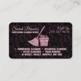 Tarjeta De Visita Cleaning Service Maid Janitorial pink swirl