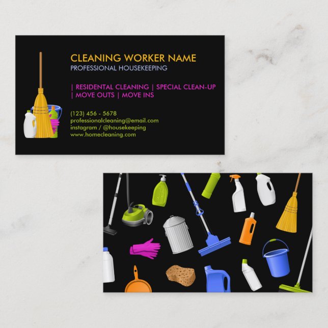 Tarjeta De Visita Cleaning Service Standard modern (Anverso / Reverso)