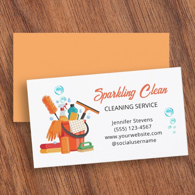 Tarjeta De Visita Cleaning Supplies Housekeeping Service (Subido por el creador)