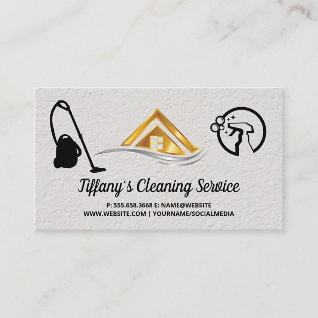 Tarjeta De Visita Cleaning Supplies | Maid Cleaning | House Logo (Anverso)
