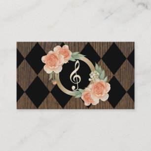 Tarjeta De Visita Clef floral del oro del vintage del profesor de