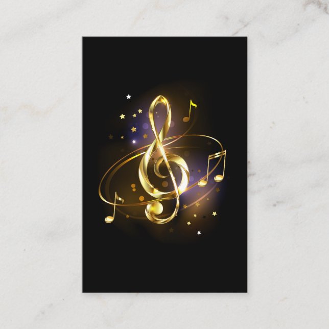 Tarjeta De Visita Clef Musical de Triple Corchea de Oro (Anverso)