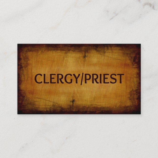 Tarjeta De Visita Clergy Priest Wood Grain Business Card (Anverso)