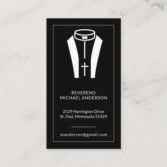 Tarjeta De Visita Clérigo cristiano, sacerdote romano collar (Anverso)