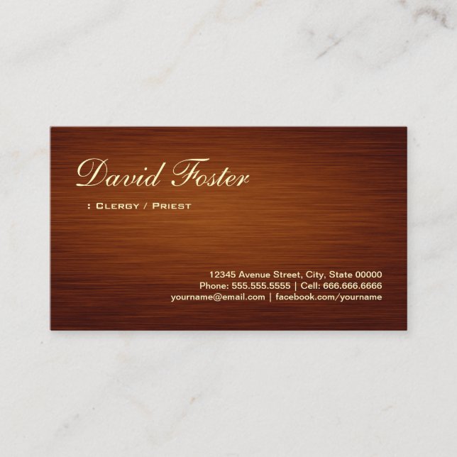 Tarjeta De Visita Clérigo / Sacerdote - Pareciera de grano de madera (Anverso)