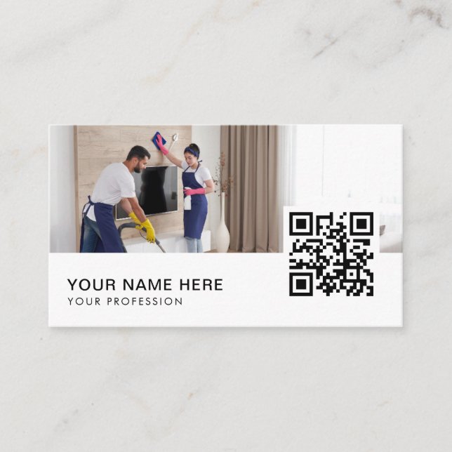 Tarjeta De Visita Clic Services pareja de fotógrafos Código QR (Anverso)