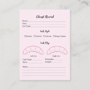 Tarjeta De Visita Cliente de extensión Eyelash Formulario de regist