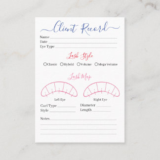 Tarjeta De Visita Cliente de extensión Eyelash Formulario de registr