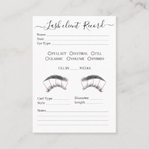 Tarjeta De Visita Cliente de extensión Eyelash Formulario de registr