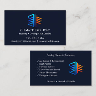 Tarjeta De Visita Climatización moderna HVAC Calefacción y Aire Acon