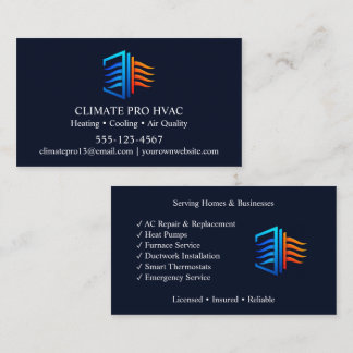 Tarjeta De Visita Climatización moderna HVAC Calefacción y Aire Acon