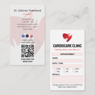 Tarjeta De Visita Clínica de Cardiología   Cita limpia