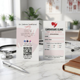Tarjeta De Visita Clínica de Cardiología Cita limpia