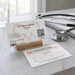 Tarjeta De Visita Clínica de Cardiología   Cita limpia