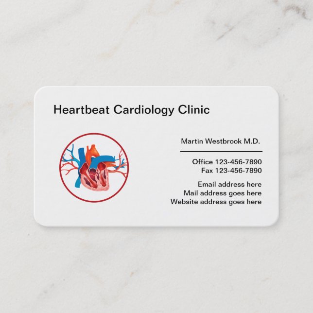 Tarjeta De Visita Clínica de Cardiología Médica Cardióloga (Anverso)