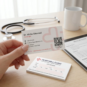 Tarjeta De Visita Clínica de Cardiología Negocio   Cita Limpia