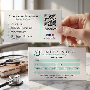 Tarjeta De Visita Clínica de Gastroenterología Negocio   Cita