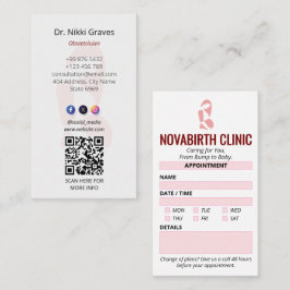 Tarjeta De Visita Clínica de Ginecología | Nombramiento moderno