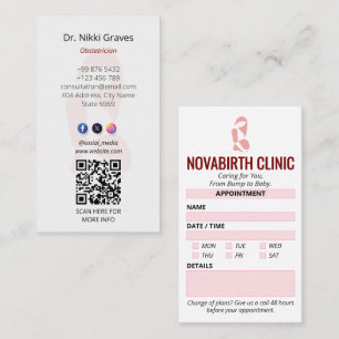 Tarjeta De Visita Clínica de Ginecología   Nombramiento moderno