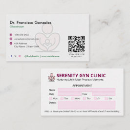 Tarjeta De Visita Clínica de Ginecología | Nombramiento moderno