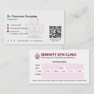 Tarjeta De Visita Clínica de Ginecología   Nombramiento moderno