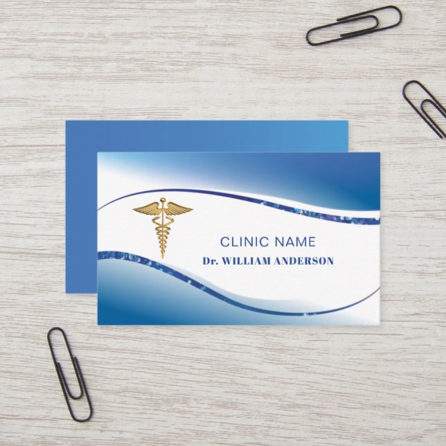 Tarjeta De Visita Clínica de Médica Médico Profesional Blue (Anverso/Reverso In Situ)