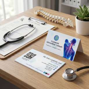 Tarjeta De Visita Clínica de Terapia Ortopédica   Moderno Blanco