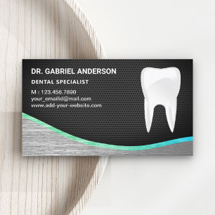 Tarjeta De Visita Clínica Dental Black Mesh Steel Tooth Dentista