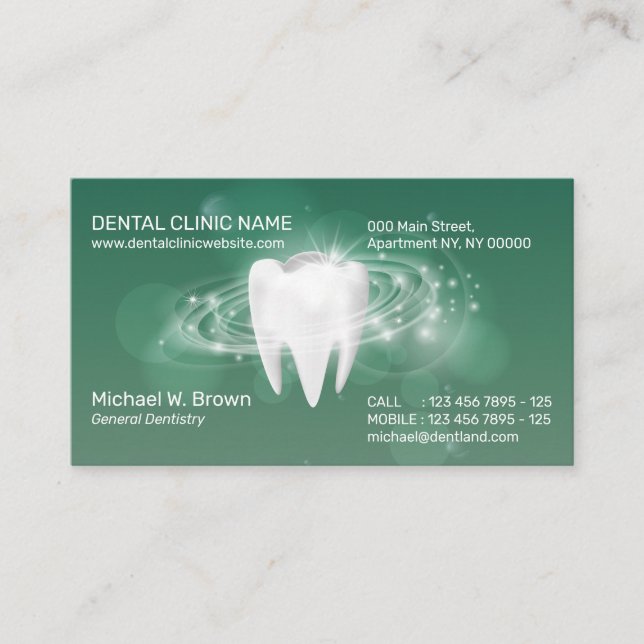 Tarjeta De Visita Clínica dental Cita de dentista 3d Diente (Anverso)
