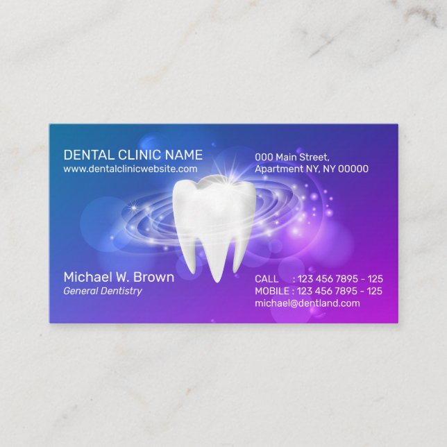 Tarjeta De Visita Clínica Dental Cita Dentista Dientes 3d (Anverso)