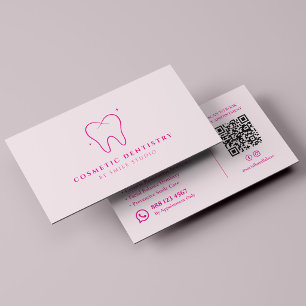 Tarjeta De Visita Clínica Dental Cosmética Rosa Dentista Estético
