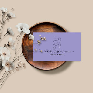 Tarjeta De Visita Clínica dental de blanqueamiento dental lila moder